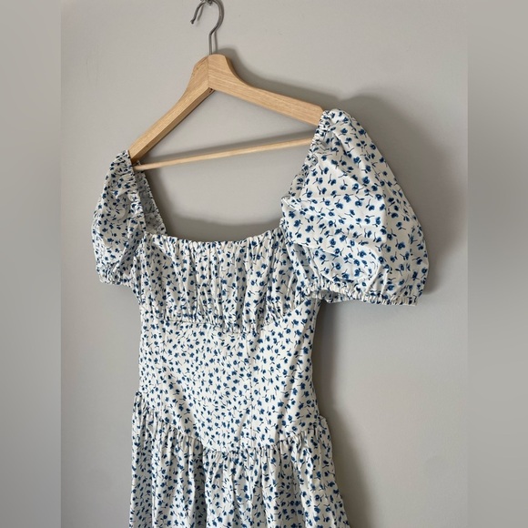 NEW Reformation Marielle Puff Sleeve Mini Sundress Hanna Blue Floral | size 2 - Picture 8 of 13